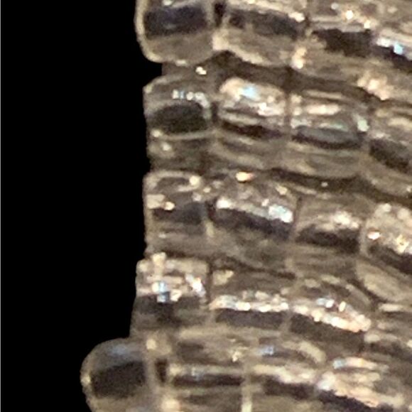 Vintage French Victorian black/silver glass bead bag embossed sterling handles - Picture 4 of 7